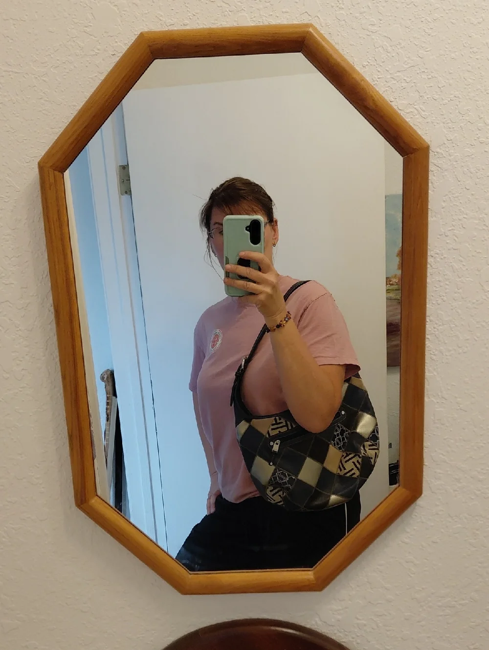 Tignanello Blue Patchwork Leather Hobo Shoulder Bag